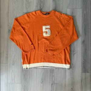 2000s FUBU Tag Orange Lightweight Knit Pullover 
Cozy Hip Hop Streetwear